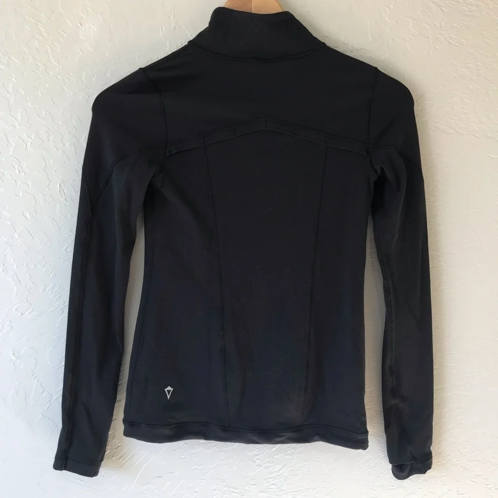 Ivivva Black Quarter Zip Long Sleeve Thumb Holes Jacket
